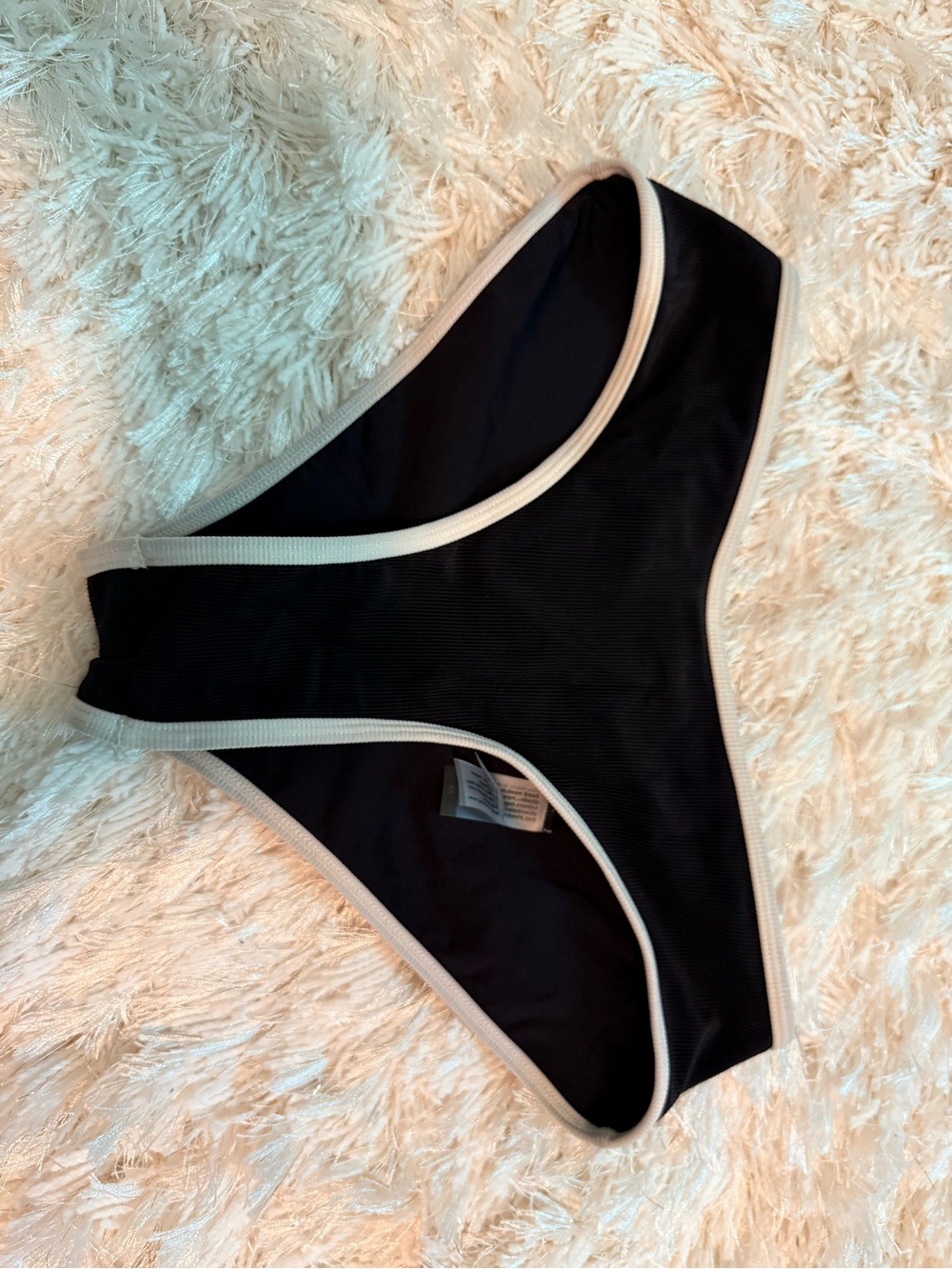 Black Bikini Bottom with Cream Trim - Women Swim Bikini